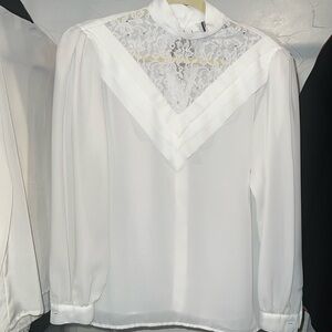 First Glance- cream turtleneck blouse - S